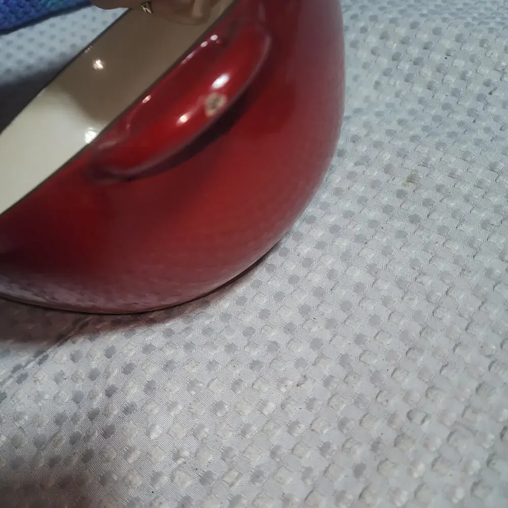 TECHNIQUE EUC ENAMELED RED TOMATO CAST IRON DUTCH OVEN POT 2 QT